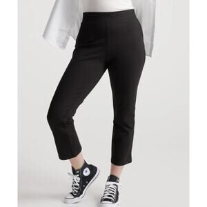 Quince Women's Black Ultra-Stretch Ponte Pants Kick Flare sz S 23” Inseam NWT